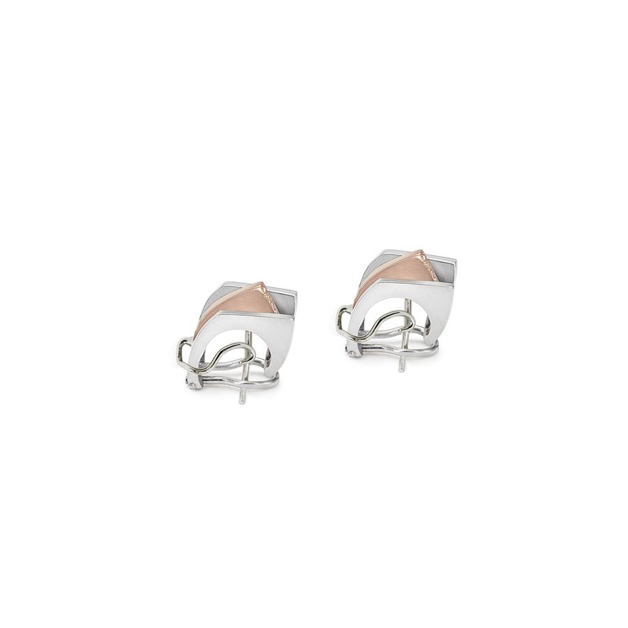3 elements 'Congiunzioni' earrings in silver and rose gold CONGIUNZIONI | OR3 CONPARG E AU9R CT.0,12